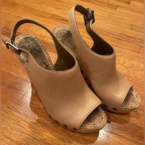 Sam Edelman Camilla Tan Leather Slingback Wedges 7.5